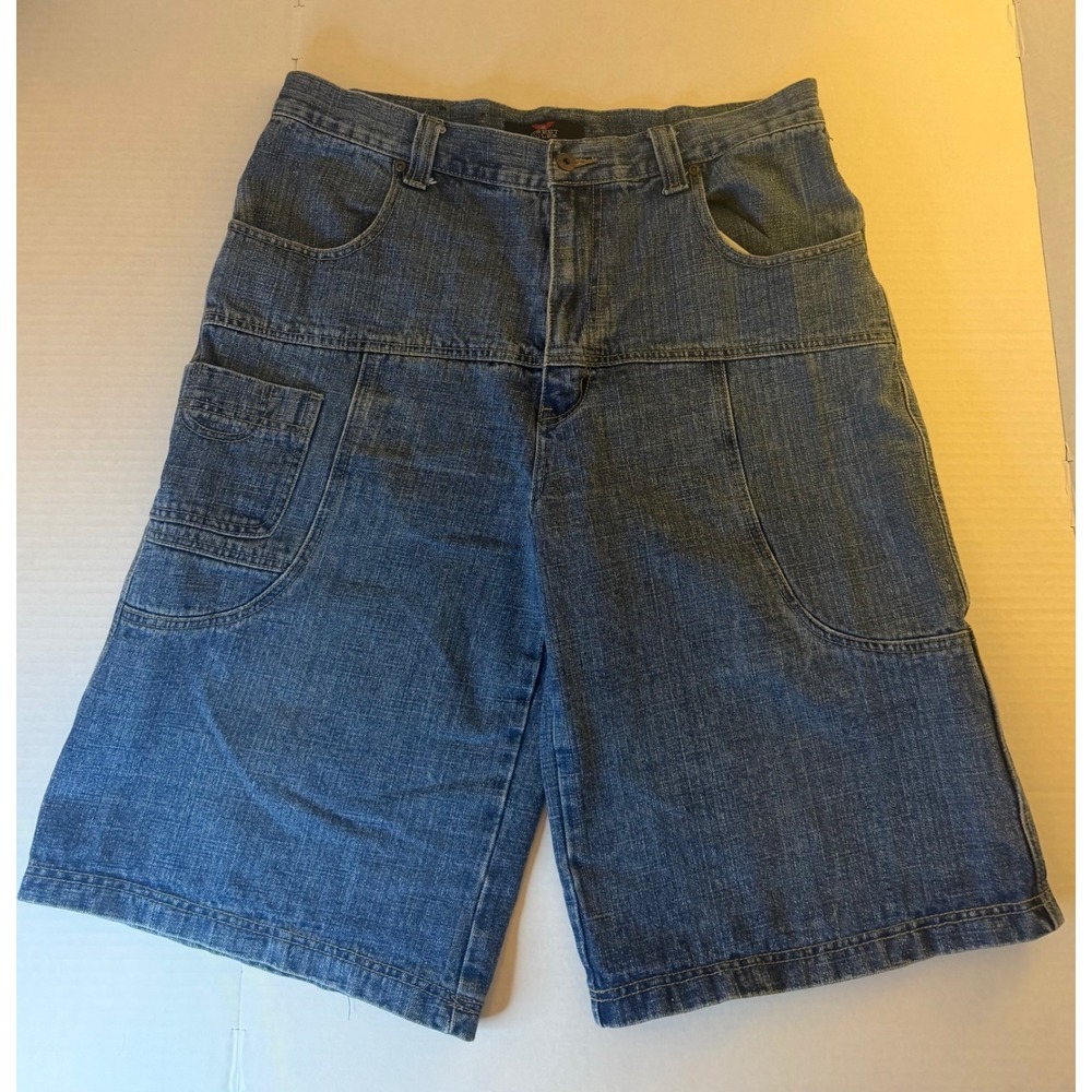 Street Rules Mens Denim Cargo Shorts Size 38 Blue Baggy Skater Y2K Carpenter